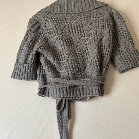 BCBG MAXAZARIA New with tags gray wrap cardigan with belt size Large 160 retail - Picture 6 of 8